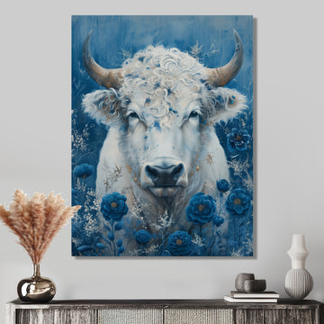 White blue Cosmic Nurture Taurus - Taurus Canvas Wall Art